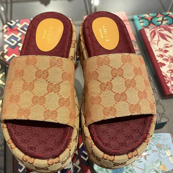 Gucci 573018 Angelina Platform Slide IT 35.5- US 5.5 - Picture 1 of 8